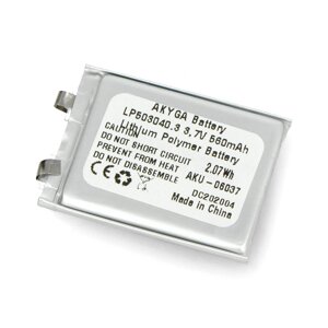 Akyga 560mAh 1S 3.7V Li-Pol акумулятор - 40x30x5mm
