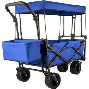 Садовий візок VEVOR Складаний 92,7 x 54,3 x 98,5 см Ручний візок складаний 100 кг Синій дах візка Пневматичні шини 600D