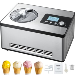 VEVOR Електрична машина для виготовлення морозива 2 л Морозиво Заморожений йогурт Сорбет Нержавіюча сталь Гелато