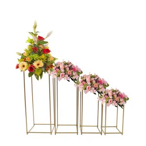 4PCS Підставка для квітів Весільна підставка для квітів Золоті вази Геометричний дизайн Ваза для квітів Прямокутна