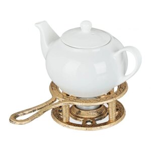 Антикварна грілка для чайника в золоті