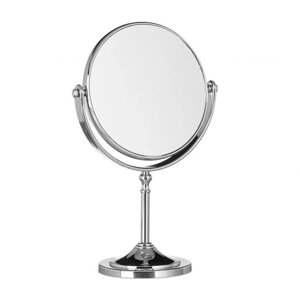 Кругле Косметичне дзеркало зі збільшенням на підставці, срібло, пластик / залізо