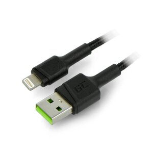 Green Cell USB A - Кабель Lightning для iPhone / iPad / iPod - з нейлоновим обплетенням - 1,2 м - чорний