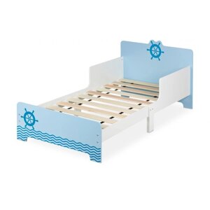 Дитяче односпальне ліжко з морськими дизайном, МДФ / дерево / поліпропілен, 60 x 77 x 143 см