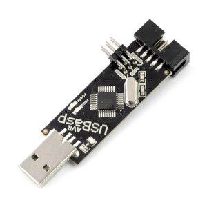 AVR-програматор, сумісний з USBasp ISP + IDC стрічкою - чорний