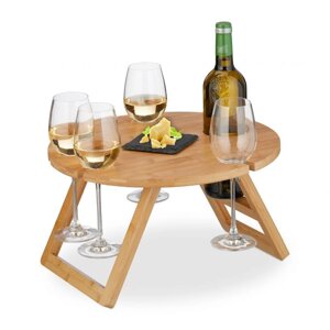 Круглий бамбуковий винний стіл для пікніка