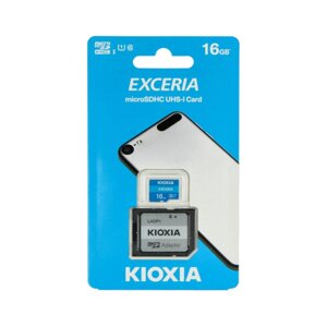Карта пам'яті Kioxia Exceria microSD 16GB 100MB/s M203 UHS-I U1 Class 10 з адаптером