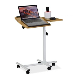 Приставний столик для ноутбука з регульованою висотою на коліщатках, МДФ / метал / ПВХ