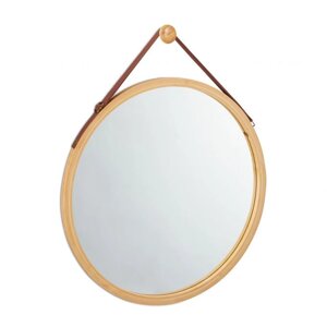 Підвісне дзеркало кругле з бамбуковою рамою