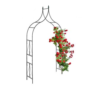 Декоративна загострена подвійна арка для витких рослин саду, залізо, 270 x 145 x 37 см