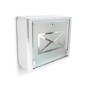 Поштова скринька з матовим скляним фасадом, сталь / скло, 30,5 x 35,5 x 14 см