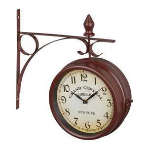 Вокзальний годинник двосторонній коричневий