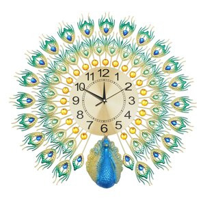 Розкішний алмазний настінний годинник Барвистий павич настінний підвісний настінний годинник Вітальня художній декор