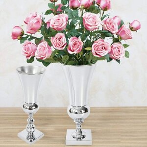 Ваза для квітів 50 см Декоративна ваза для дому та весілля срібло