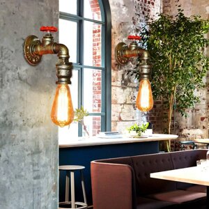2 шт Ретро-металеві настінні світильники Залізна водопровідна труба Вінтажна настінна лампа Промислова лампа
