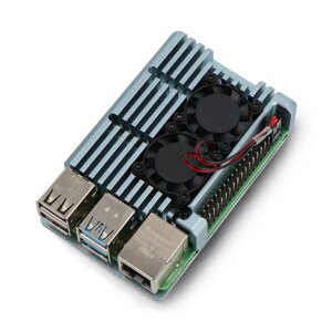 Корпус JustPi для Raspberry Pi 4B - алюмінієвий з двома вентиляторами - сірий