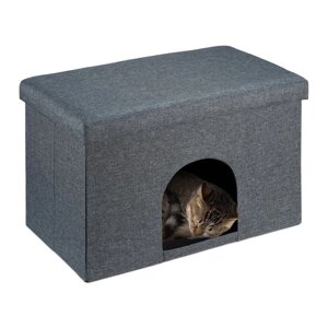 Печера для котів з подушечкою для сидіння сірого кольору