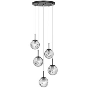 Підвісний світильник - 5 лампочок - куляста форма з димчастого скла