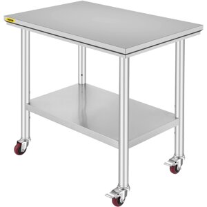 Робочий стіл VEVOR 91 x 60 x 82 см з нержавіючої сталі для громадського харчування Вантажопідйомність 160 кг, стіл для