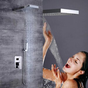 Прихована душова система Душовий комплект з верхнім душем з нержавіючої сталі 304 та ручним душем, включаючи аксесуари