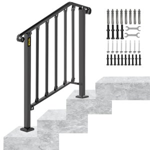 Сходові огородження VEVOR Ковані вхідні огородження для сходів на 2-3 сходинки для зовнішньої сторони чорного кольору