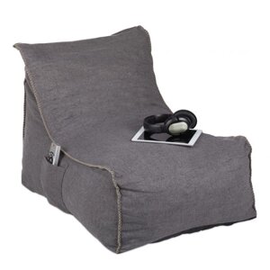 Крісло-мішок для відпочинку зі спинкою і бічними кишенями для зберігання, піна / EVA / бавовна, сірий