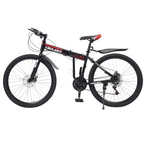 Гірський велосипед складні велосипеди 26-дюймовий MTB 21-швидкісний чорний / червоний міський велосипед складний MTB
