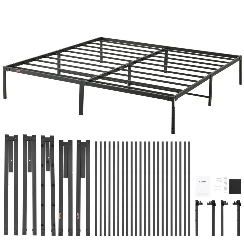 Платформне ліжко VEVOR Сталеве металеве решітчасте ліжко Рама ліжка 680 кг Вантажопідйомність Рама ліжка 2080 x 1980 x від компанії магазин Апельсин - фото 1