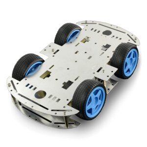Повнопривідне металеве шасі робота з чотирма колесами та двигунами - прямокутної форми