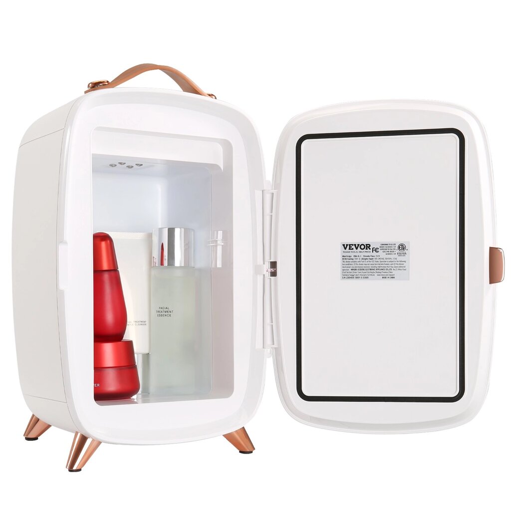 Портативний дзеркальний холодильник для краси VEVOR 6 л зі світлодіодним освітленням, білий міні-холодильник для від компанії магазин Апельсин - фото 1