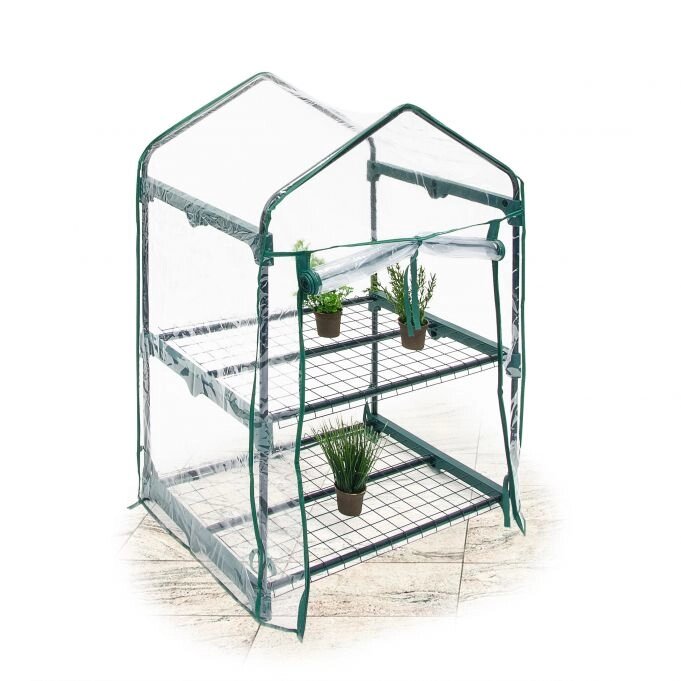 Прозора теплиця з плівкою ПВХ на блискавці і полицями для вирощування рослин від компанії магазин Апельсин - фото 1