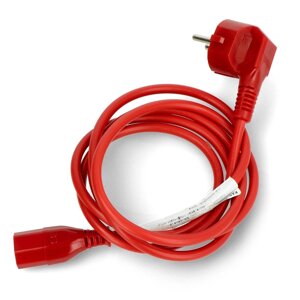 Мережевий кабель IEC 1,8м VDE кутовий - червоний
