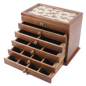Скринька для ювелірних виробів Дерев'яна скринька для ювелірних виробів з 5 рівнями і шухлядами