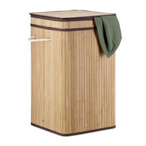 1 x Складаний бамбуковий кошик для білизни натуральний