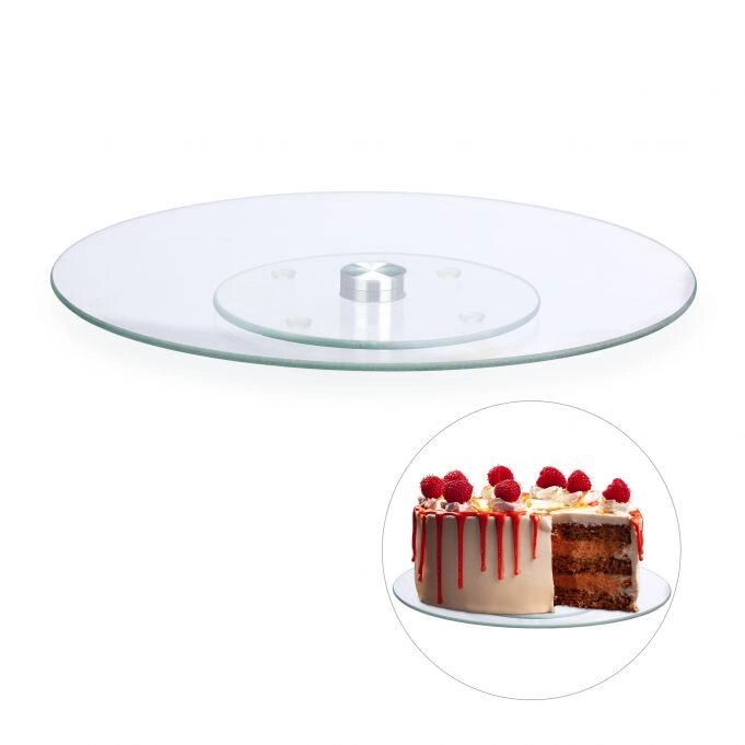 Скляна тарілка для торта, що обертається від компанії магазин Апельсин - фото 1