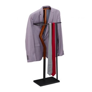 Сучасна елегантна вішалка для костюмів на стійці з поперечиною, сталь / дерево, 106,5 x 45,5 x 20 см