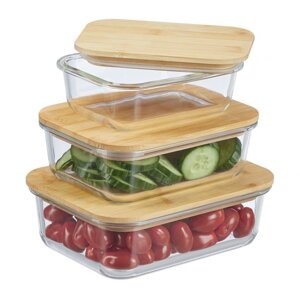 Скляні коробки для зберігання продуктів Набір з 3 шт.