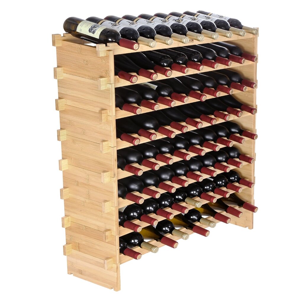 Стелаж для вина VEVOR Стелаж для вина на 72 пляшки, бамбуковий стелаж для пляшок з 8 відділеннями, металевий стелаж для  від компанії магазин Апельсин - фото 1