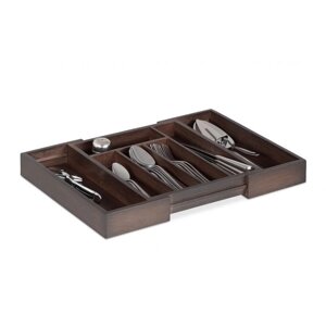 Темно-коричнева бамбукова підставка для столових приборів
