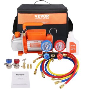 Вакуумний насос VEVOR 100л/хв вакуумний насос 1-ступінчастий 220В/50Гц 1440об/хв 250мл ємність масла вакуумні пристрої