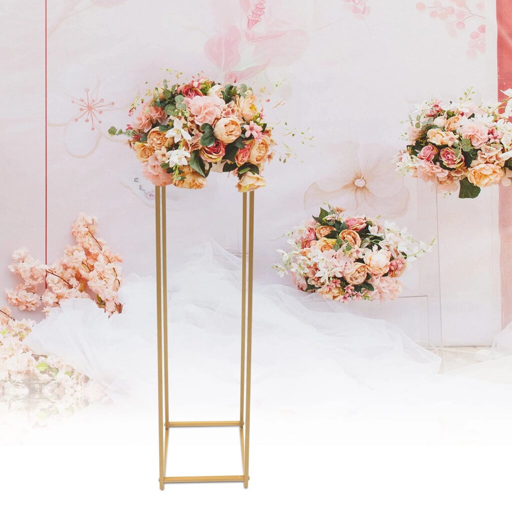 Весільна підставка для квітів Геометричний дизайн Золота ваза Прямокутна ваза для квітів Знімна підставка для квітів від компанії магазин Апельсин - фото 1