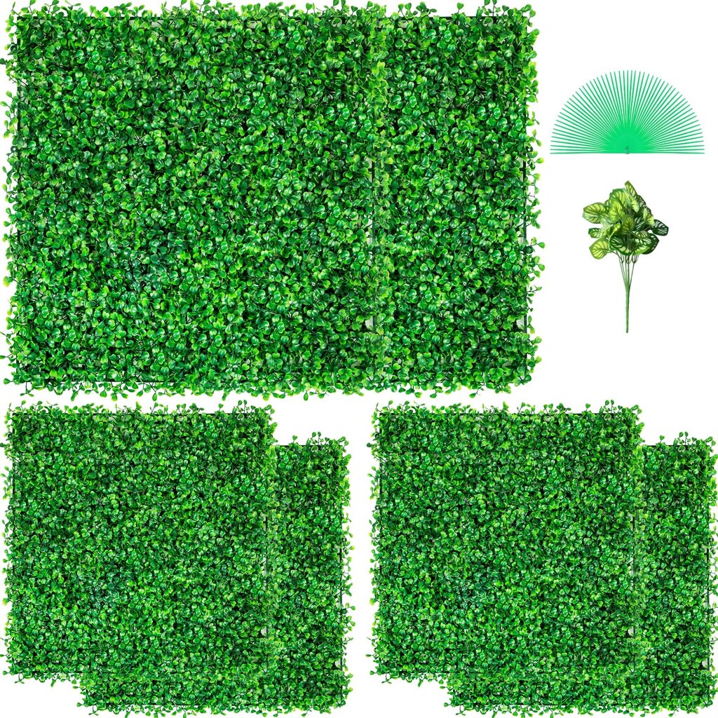 VEVOR Штучна рослинна стіна 6 шт 20 х 20 дюймів, приватна огорожа штучна зелена, штучний самшит PE, екран від компанії магазин Апельсин - фото 1