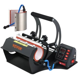 Термопрес для друку чашок VEVOR, чорний, потужність 560 Вт, регулювання температури і часу, 0-220 / 0-999 с, машина