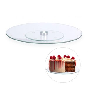 Скляна тарілка для торта, що обертається