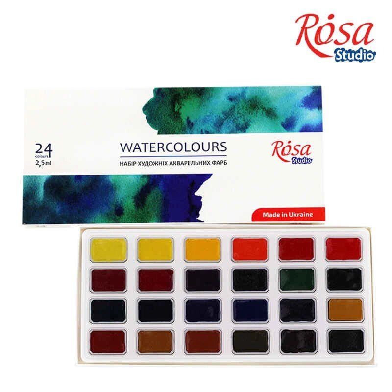 Акв фарби Rosa Studio набір 24кол. в кюветах, карт. уп. 340324 від компанії Офіс-Престиж - фото 1
