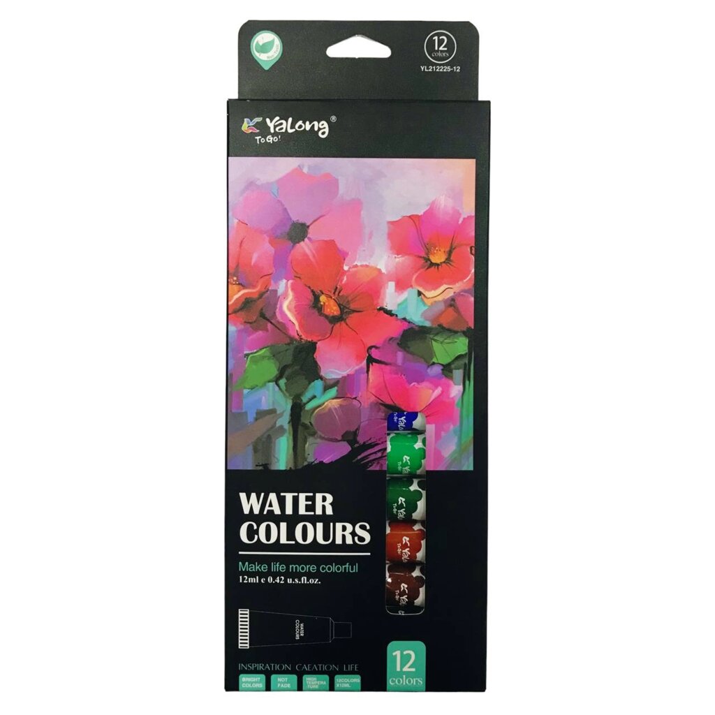 Акварельні фарби YaLong набір 12 кольорів по 12мл 212225-12 від компанії Офіс-Престиж - фото 1