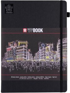 Блокнот для нарисів А4 21*29,7см Sakura Sketch 140г/м 80л., блок чорний 94141005