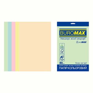 Папір кольоровий для принтера А4 80г/м 20л. Buromax Пастель BM. 2721220E_Зелений світлий