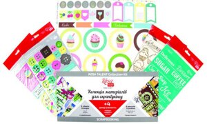 Папір для скрапбукінга ROSA Talent набір 6л 30,5*30,5см Cake delicious двосторонній 200 г/м + 4 декора 5312010