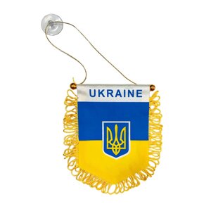 Прапорець України (вимпел) підвісний 15см*9см з присоскою, стандарт